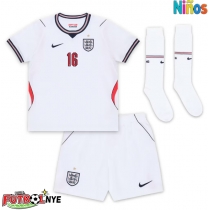Camiseta Inglaterra Kobbie Mainoo #16 Primera Equipación para niños Mundial 2026 manga corta (+ pantalones cortos)